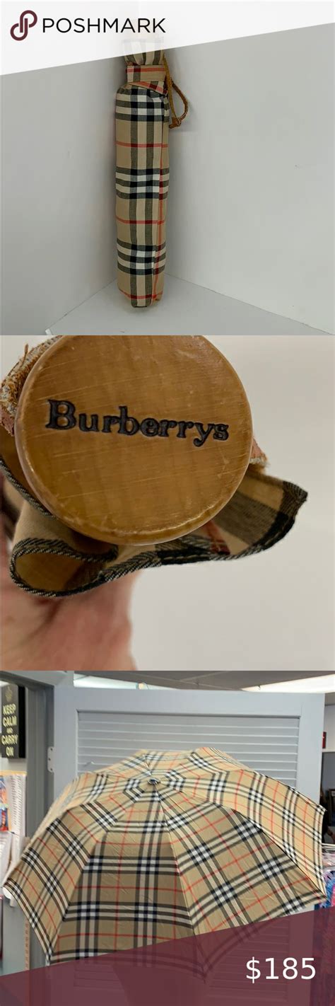 burberry umbrella wooden handle